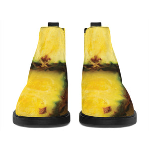 Pineapple Slices Print Flat Ankle Boots