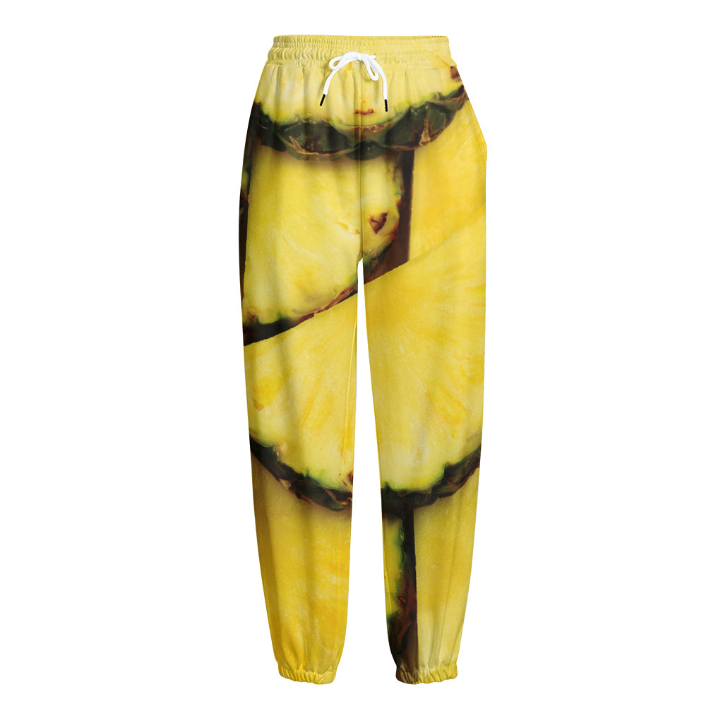 Pineapple Slices Print Fleece Lined Knit Pants