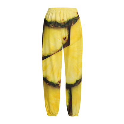 Pineapple Slices Print Fleece Lined Knit Pants