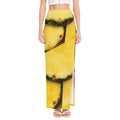 Pineapple Slices Print High Slit Maxi Skirt