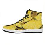 Pineapple Slices Print High Top Leather Sneakers