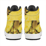 Pineapple Slices Print High Top Leather Sneakers