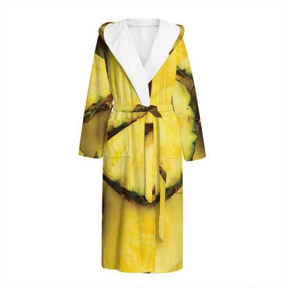 Pineapple Slices Print Hooded Bathrobe