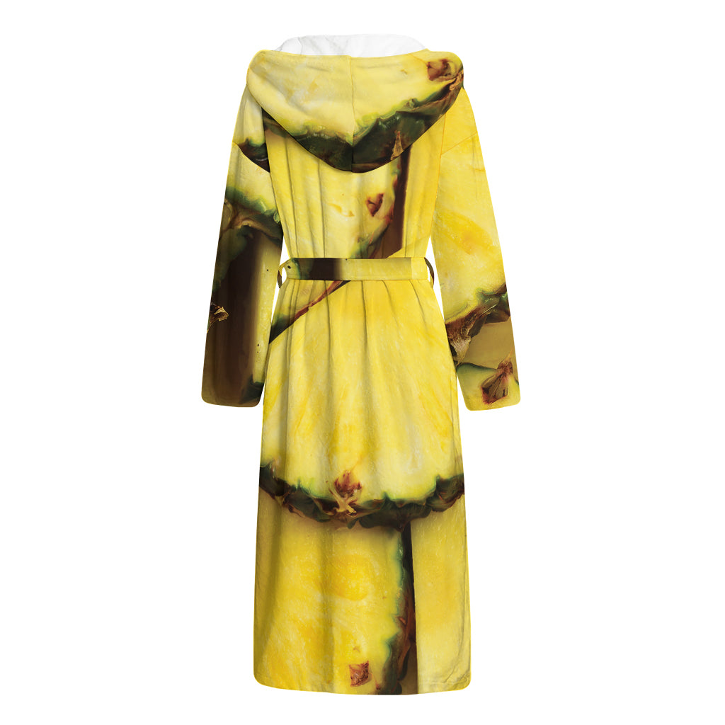 Pineapple Slices Print Hooded Bathrobe