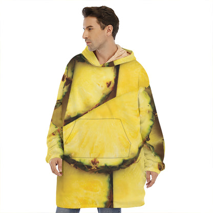 Pineapple Slices Print Hoodie Blanket