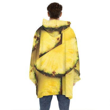 Pineapple Slices Print Hoodie Blanket