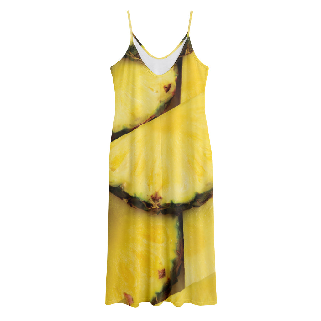 Pineapple Slices Print Jersey Midi Cami Dress