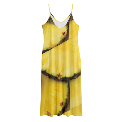 Pineapple Slices Print Jersey Midi Cami Dress