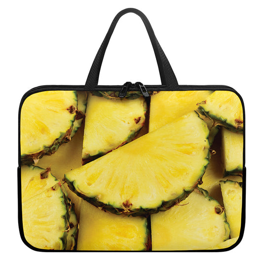 Pineapple Slices Print Laptop Sleeve With Handle