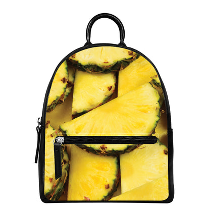 Pineapple Slices Print Leather Backpack