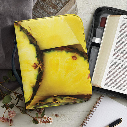 Pineapple Slices Print Leather Bible Cover