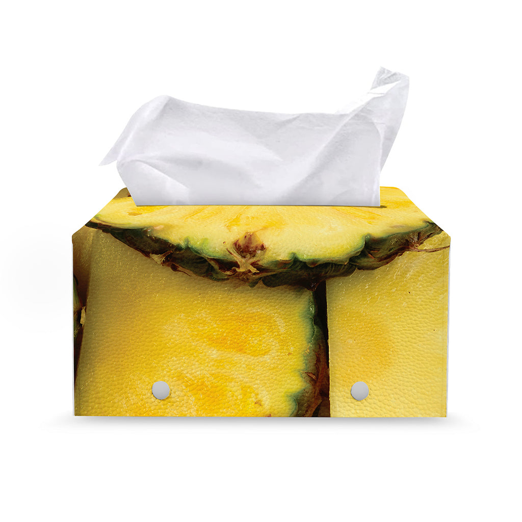 Pineapple Slices Print Leather Tissue Box Cover