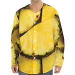 Pineapple Slices Print Long Sleeve Baseball Jersey
