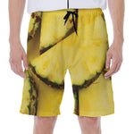 Pineapple Slices Print Men's Beach Shorts