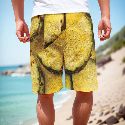 Pineapple Slices Print Men's Cargo Shorts