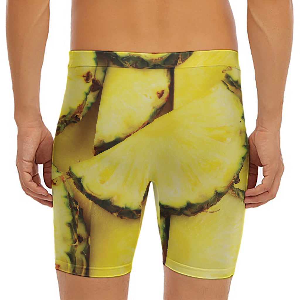 Pineapple Slices Print Men's Long Boxer Briefs