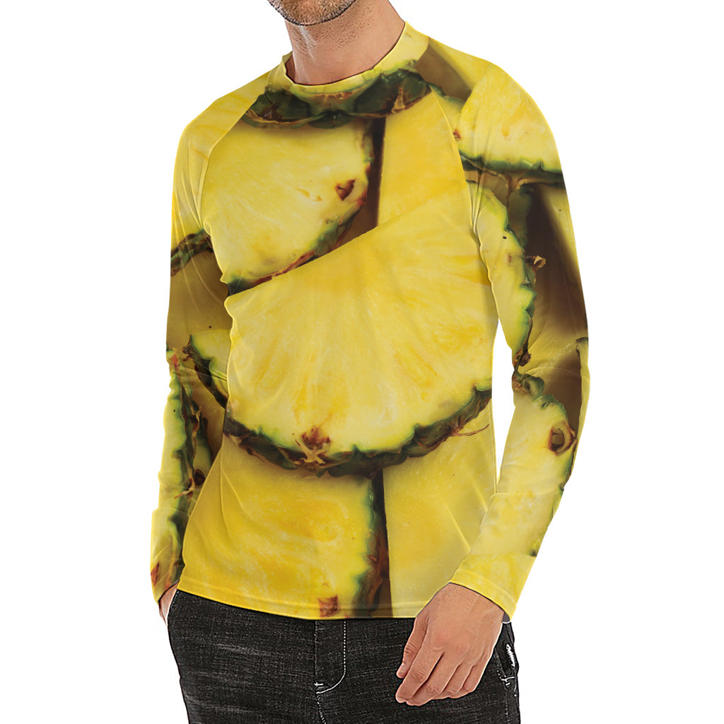 Pineapple Slices Print Men's Long Sleeve Rash Guard