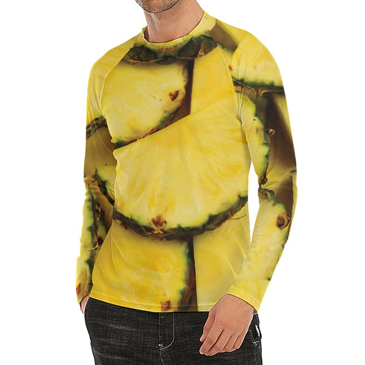 Pineapple Slices Print Men's Long Sleeve Rash Guard