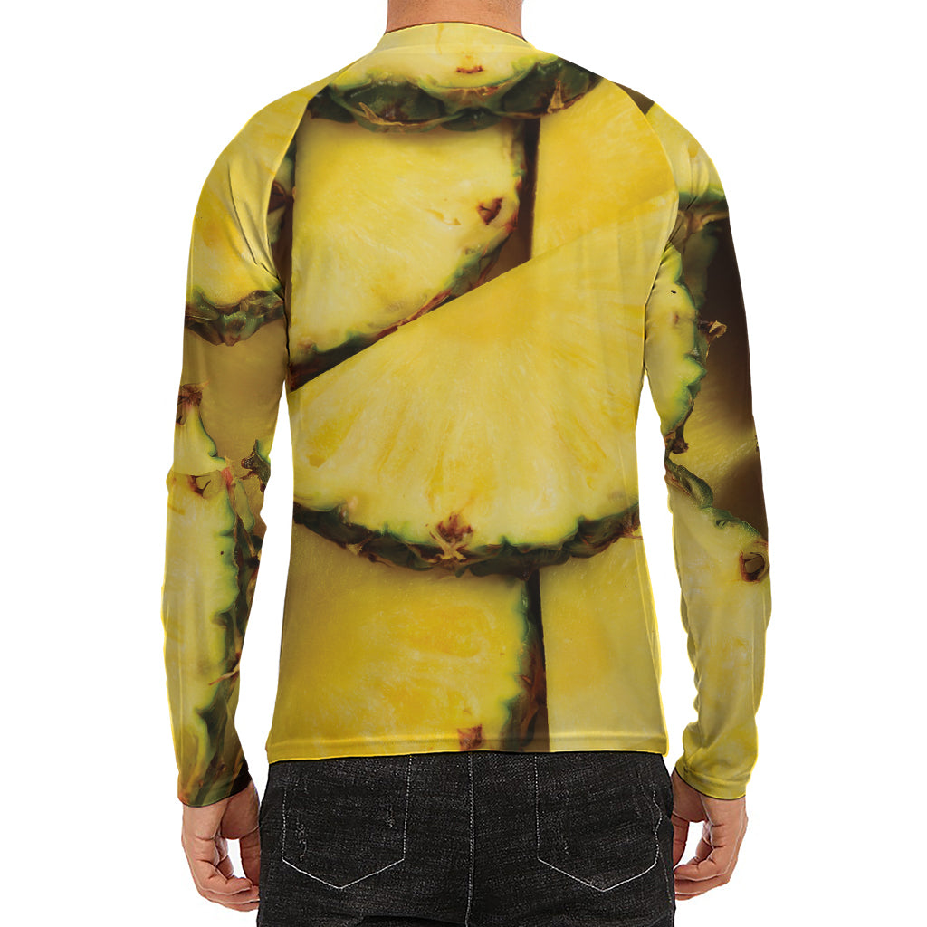 Pineapple Slices Print Men's Long Sleeve Rash Guard