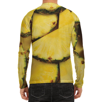 Pineapple Slices Print Men's Long Sleeve Rash Guard