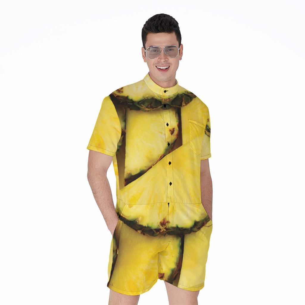 Pineapple Slices Print Men's Rompers