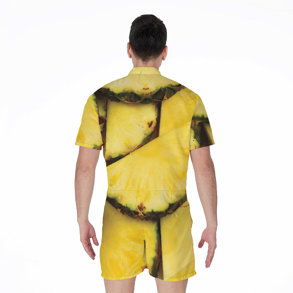 Pineapple Slices Print Men's Rompers