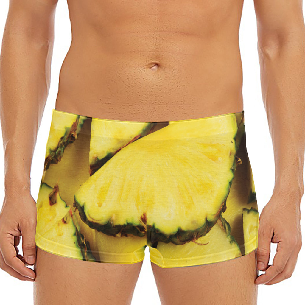 Pineapple Slices Print Men's Short Boxer Briefs