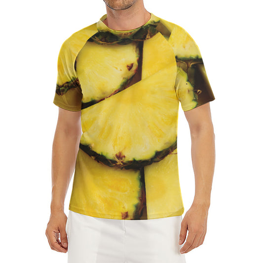 Pineapple Slices Print Men's Short Sleeve Rash Guard