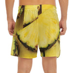Pineapple Slices Print Men's Split Running Shorts