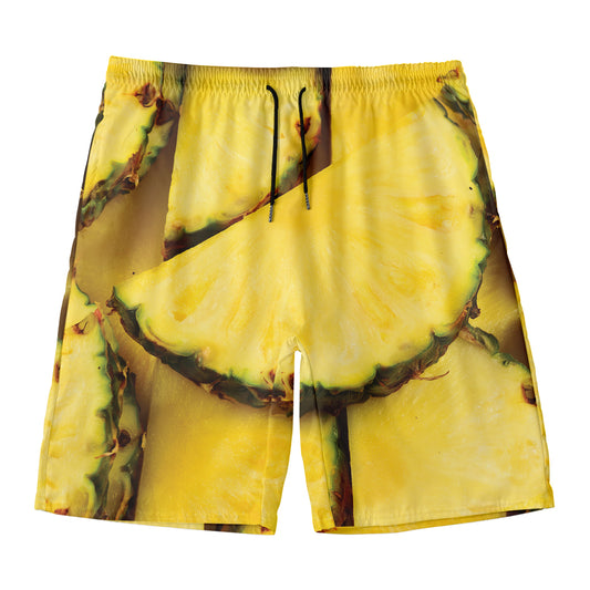 Pineapple Slices Print Men's Swim Trunks