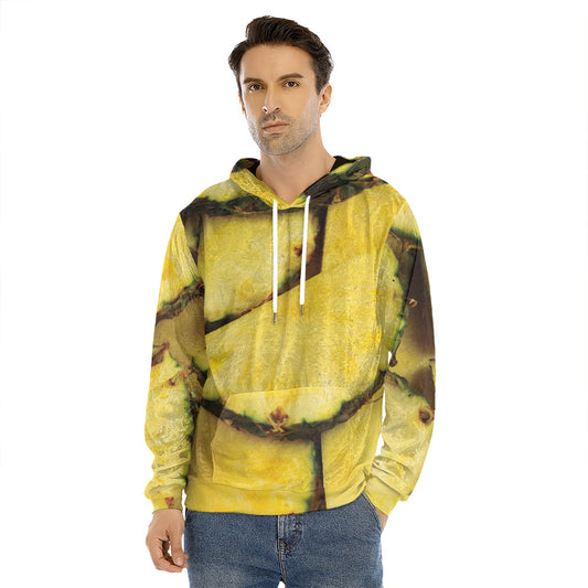 Pineapple Slices Print Men's Velvet Pullover Hoodie
