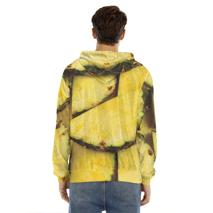 Pineapple Slices Print Men's Velvet Pullover Hoodie