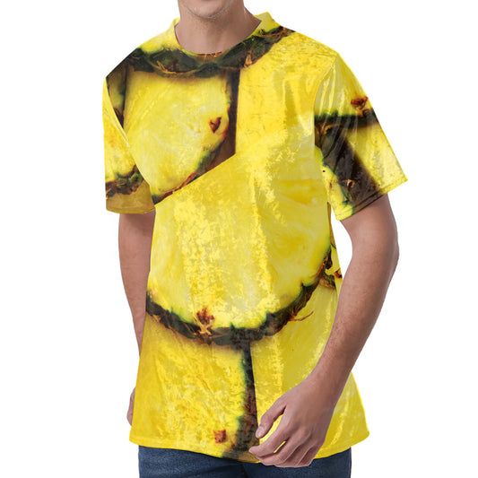 Pineapple Slices Print Men's Velvet T-Shirt