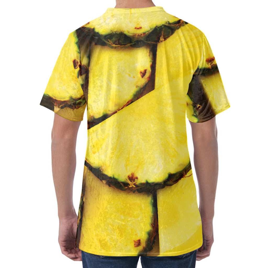 Pineapple Slices Print Men's Velvet T-Shirt