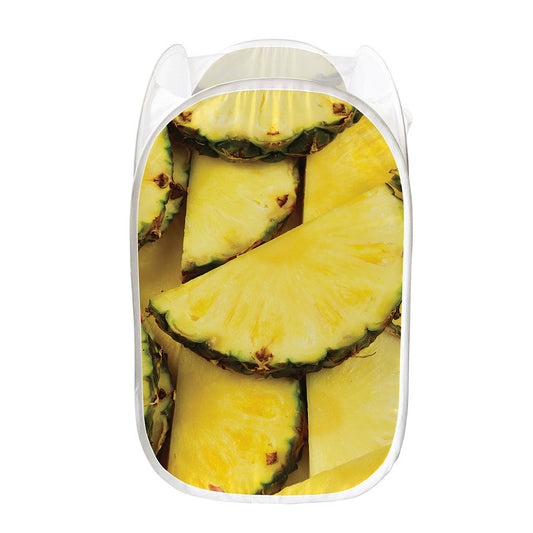 Pineapple Slices Print Mesh Laundry Hamper