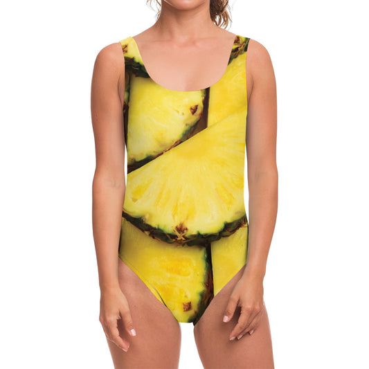 Pineapple Slices Print One Piece Swimsuit