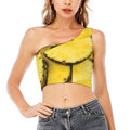 Pineapple Slices Print One Shoulder Crop Top
