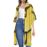 Pineapple Slices Print Open Front Beach Cover Up