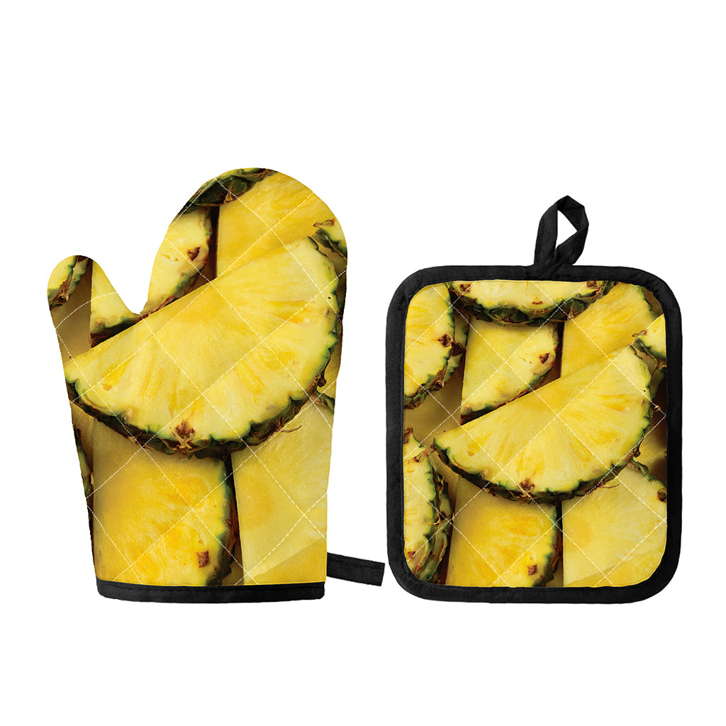 Pineapple Slices Print Oven Mitt And Pot Holder Set
