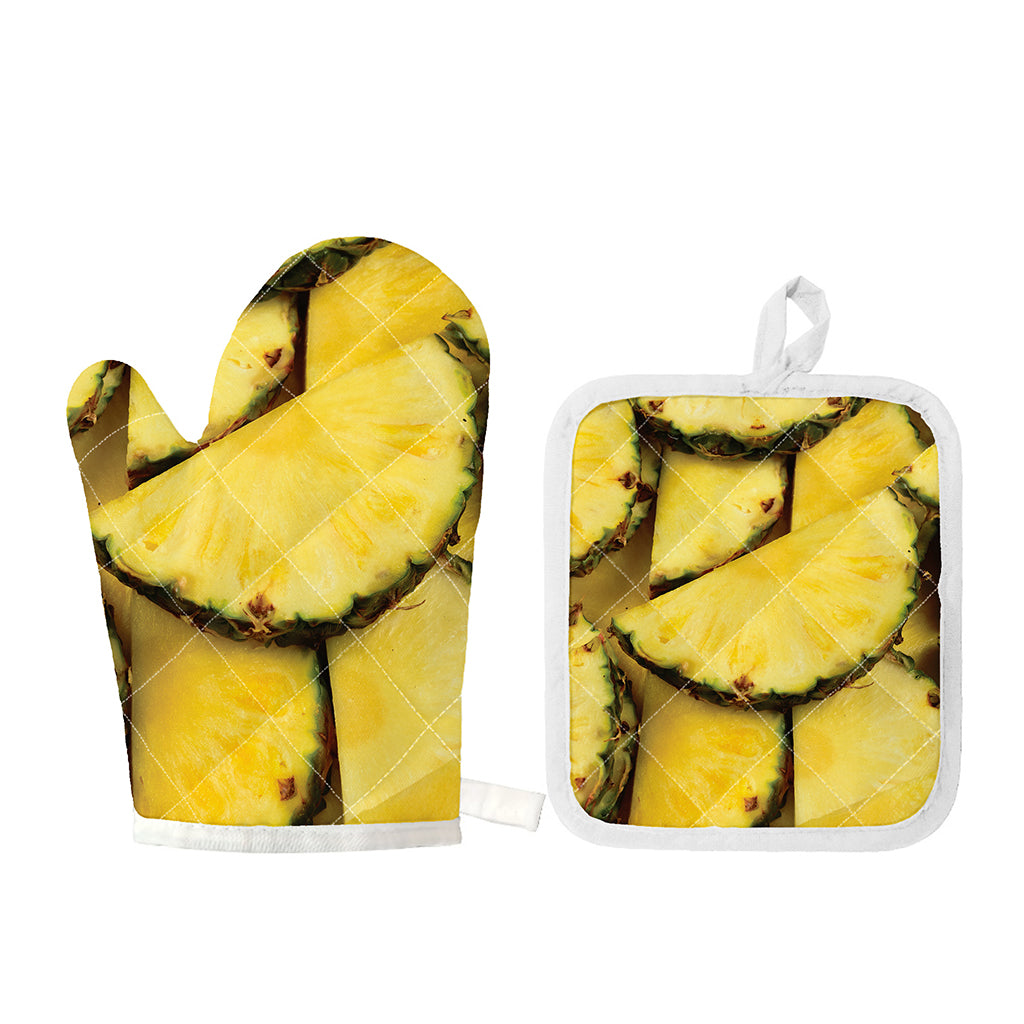 Pineapple Slices Print Oven Mitt And Pot Holder Set