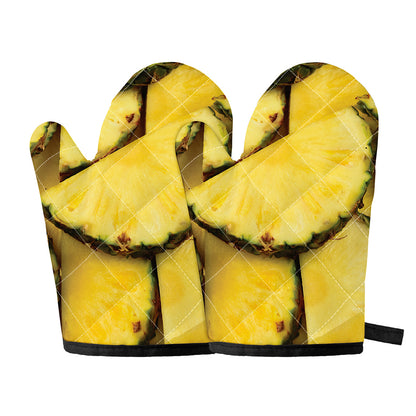 Pineapple Slices Print Oven Mitts