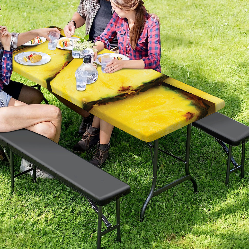 Pineapple Slices Print Picnic Table Cover