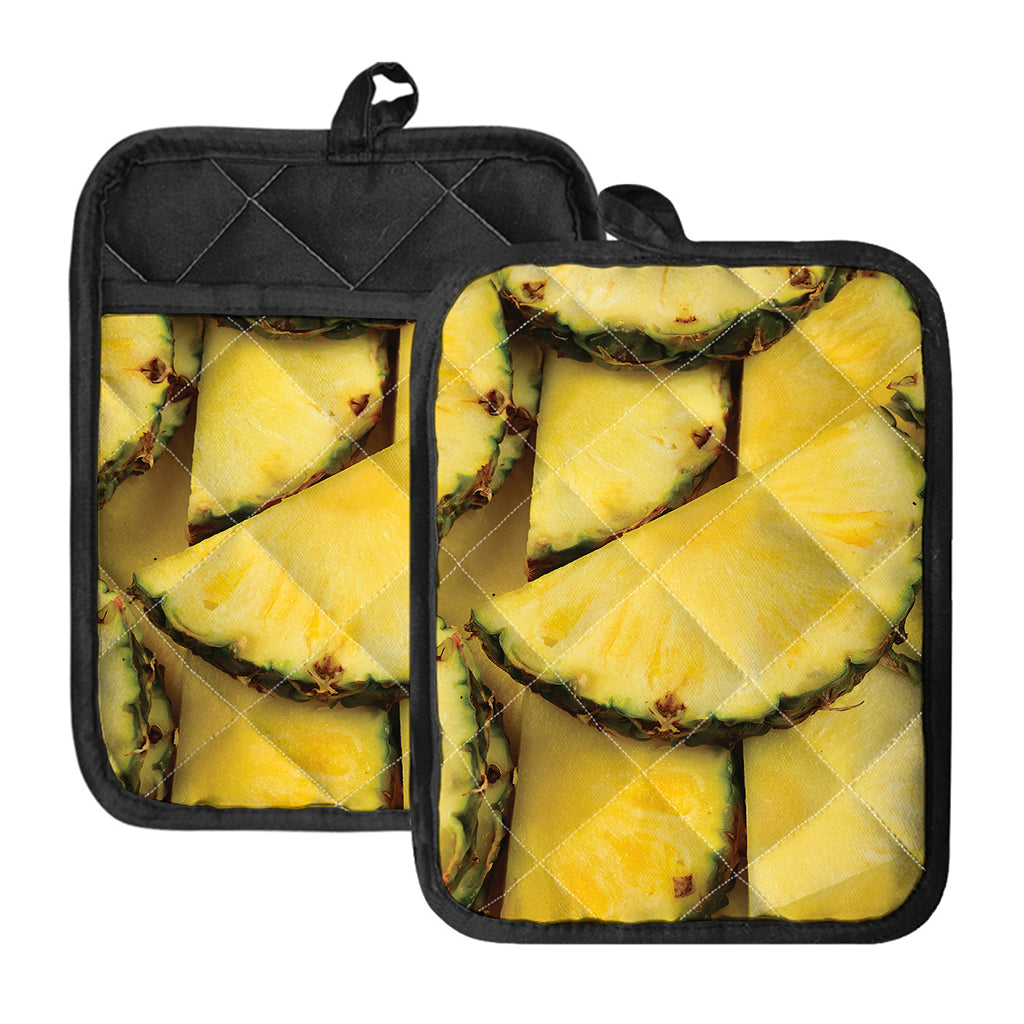 Pineapple Slices Print Pot Holders With Pocket