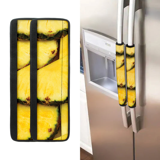 Pineapple Slices Print Refrigerator Handle Covers