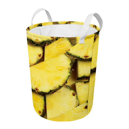 Pineapple Slices Print Round Laundry Basket
