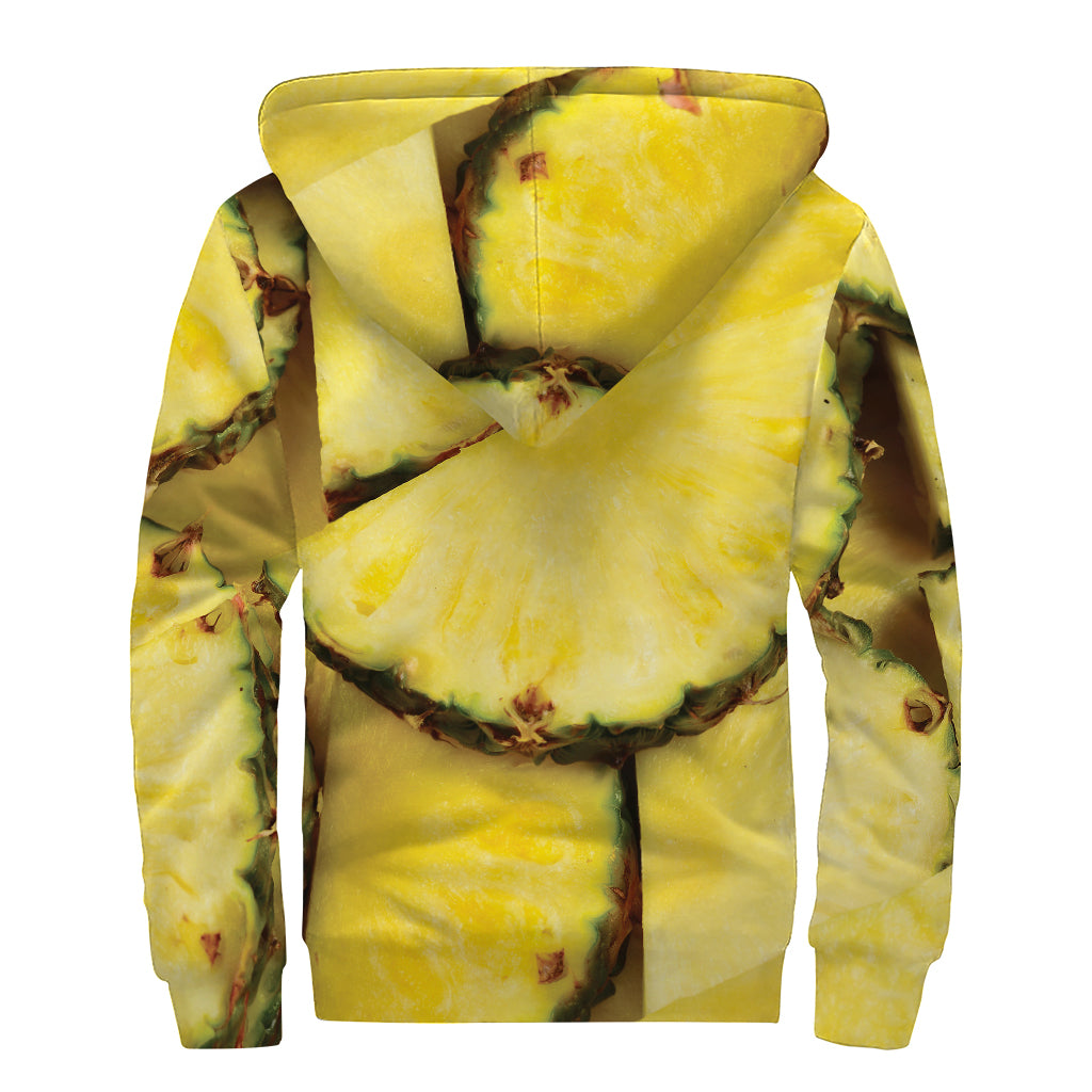 Pineapple Slices Print Sherpa Lined Zip Up Hoodie