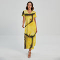 Pineapple Slices Print Short Sleeve Maxi Dress