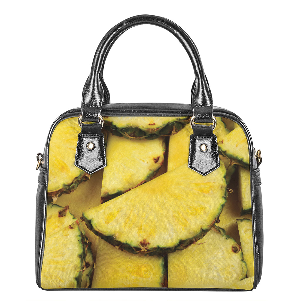 Pineapple Slices Print Shoulder Handbag