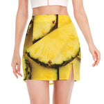 Pineapple Slices Print Side Slit Mini Skirt