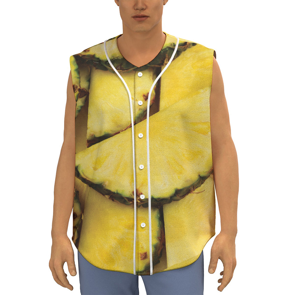 Pineapple Slices Print Sleeveless Baseball Jersey